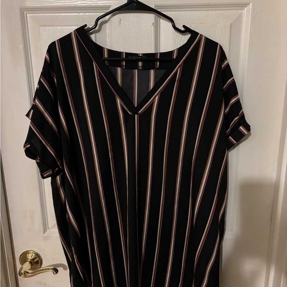 SHEIN Black Multicolor Striped Blouse
